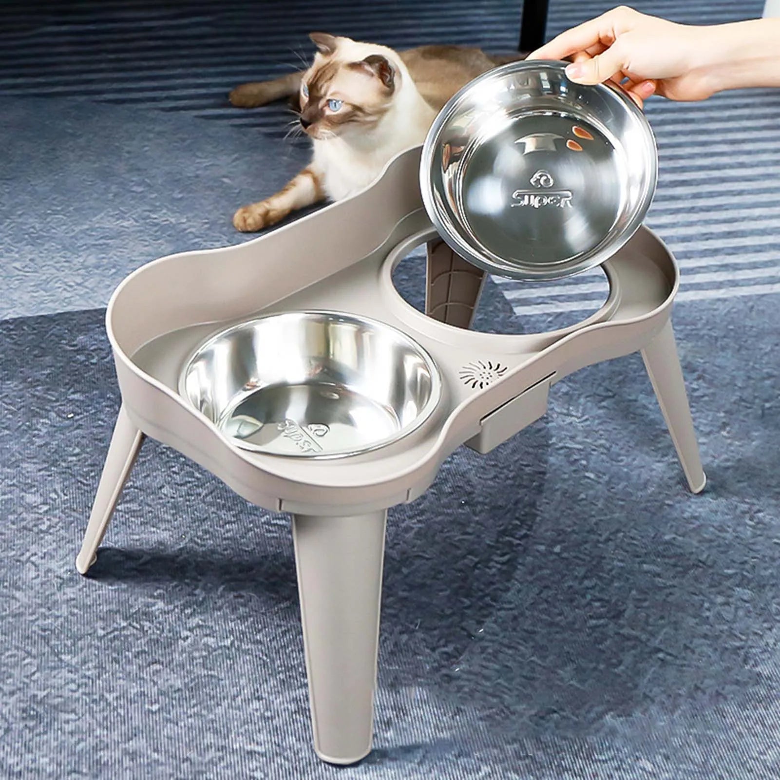 Raised Stand Elevated Dog Feeder Non-Slip and No Spill Design Suitable for Improved Posture and Comfort