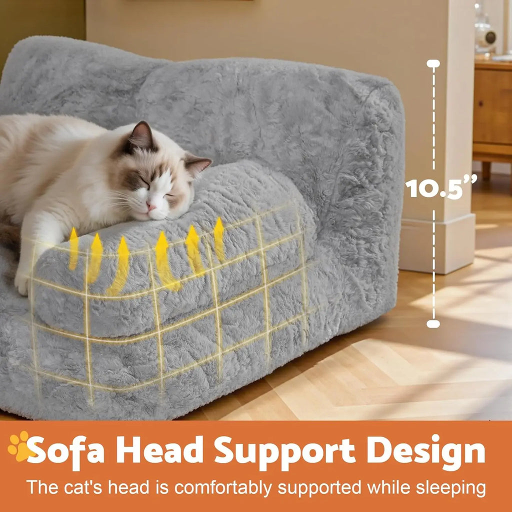 Large Cat Bed for Indoor Cats -Added 10% More Stuff Sponge, Orthopedic Pet Couch