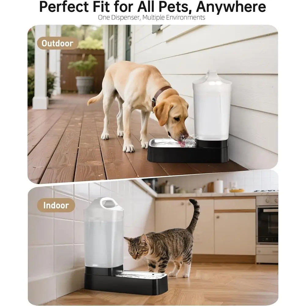2.4 Gallon Gravity Pet Water Dispenser with Stainless Steel Bowl