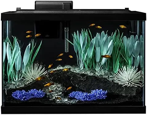 20 Gallon Aquarium Kit with LED Lighting and Decor, Complete Fish Tank Setup