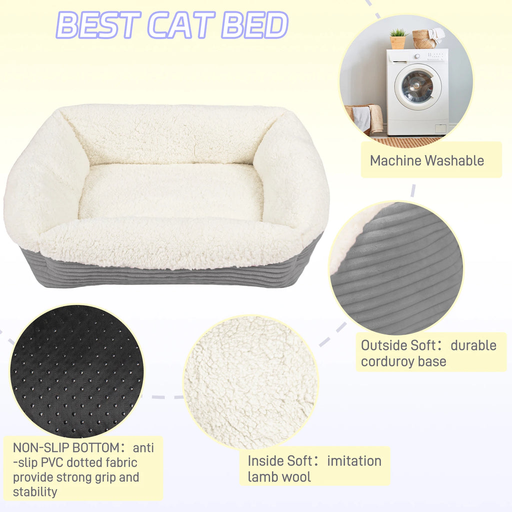 Heated Pet Bed, Machine Washable Thickened Plush Cat/Dog Bed