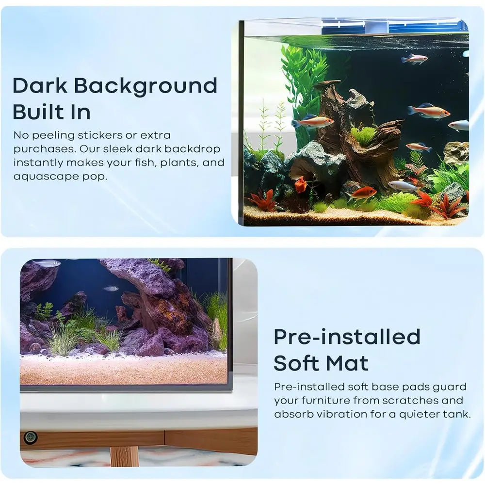 3 Gallon Small Aquarium Set Glass Fish Tank With Heater, Water Pump, Cleaning System, Filter Bright Light, Rocks