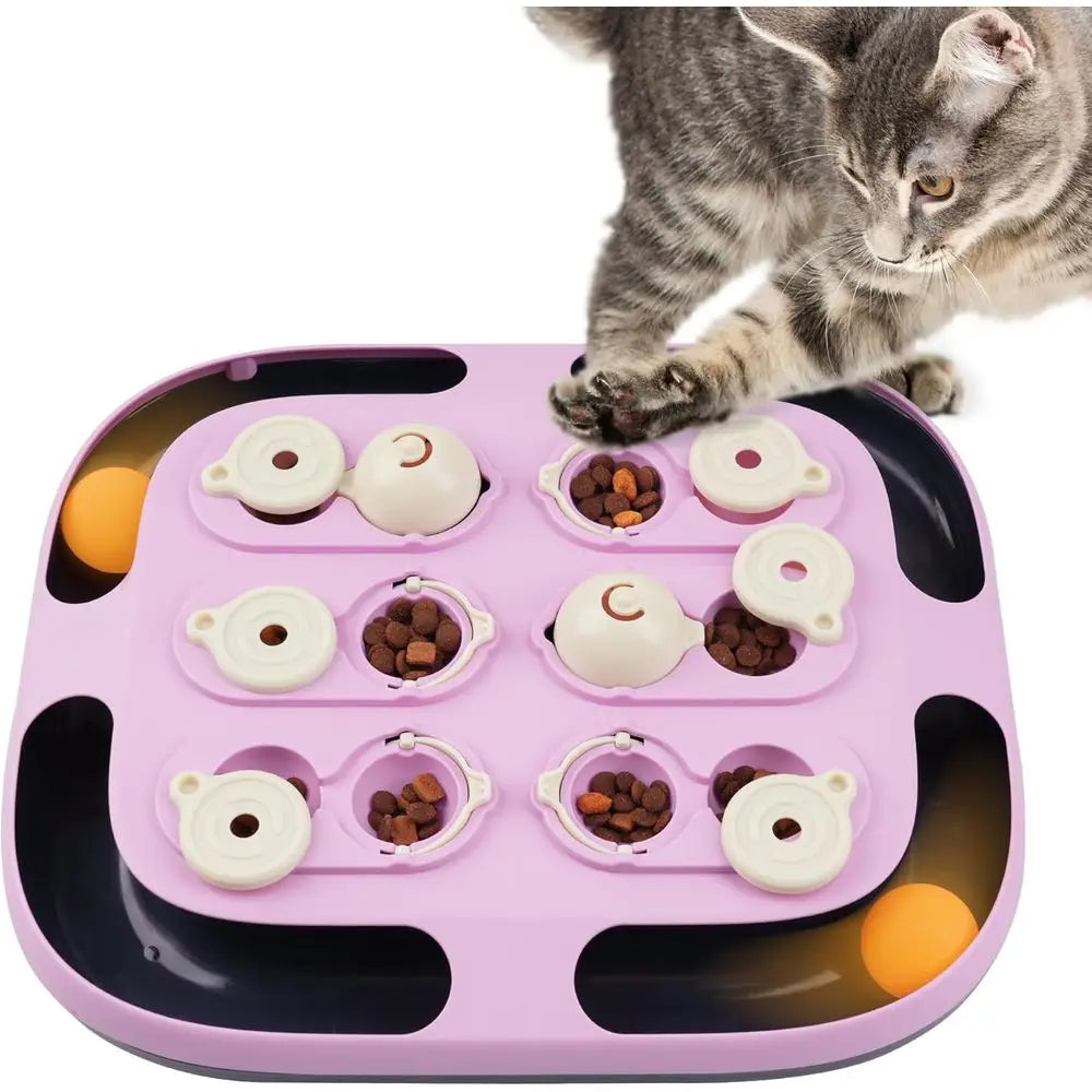 Interactive Cat Toys with Track Ball, Mental Stimulation Puzzle Games Food Dispenser