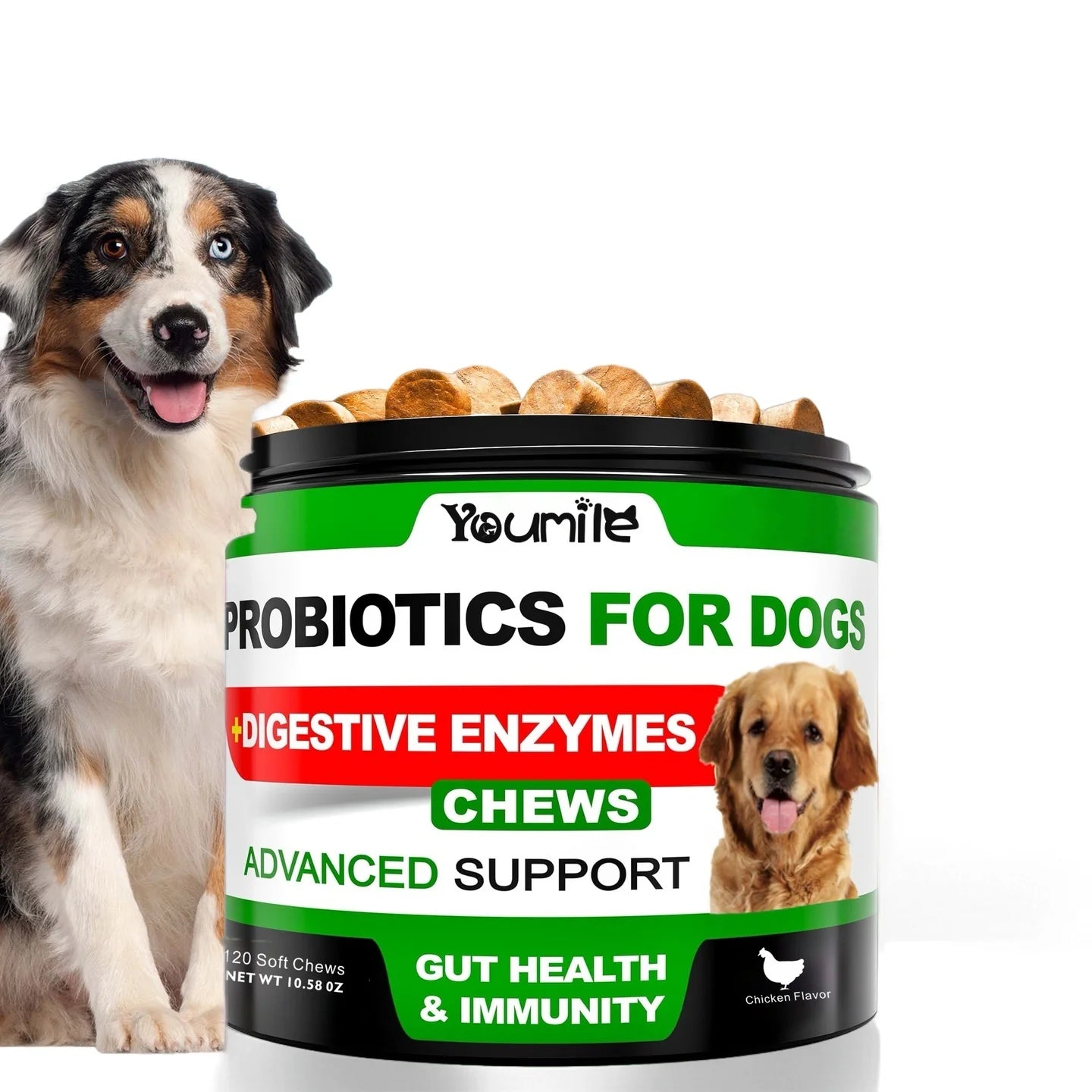 【120 Chews】Probiotics for Dogs-  - Relieve stomach sensitivity and dog gut health probiotics - Digestive Remedies