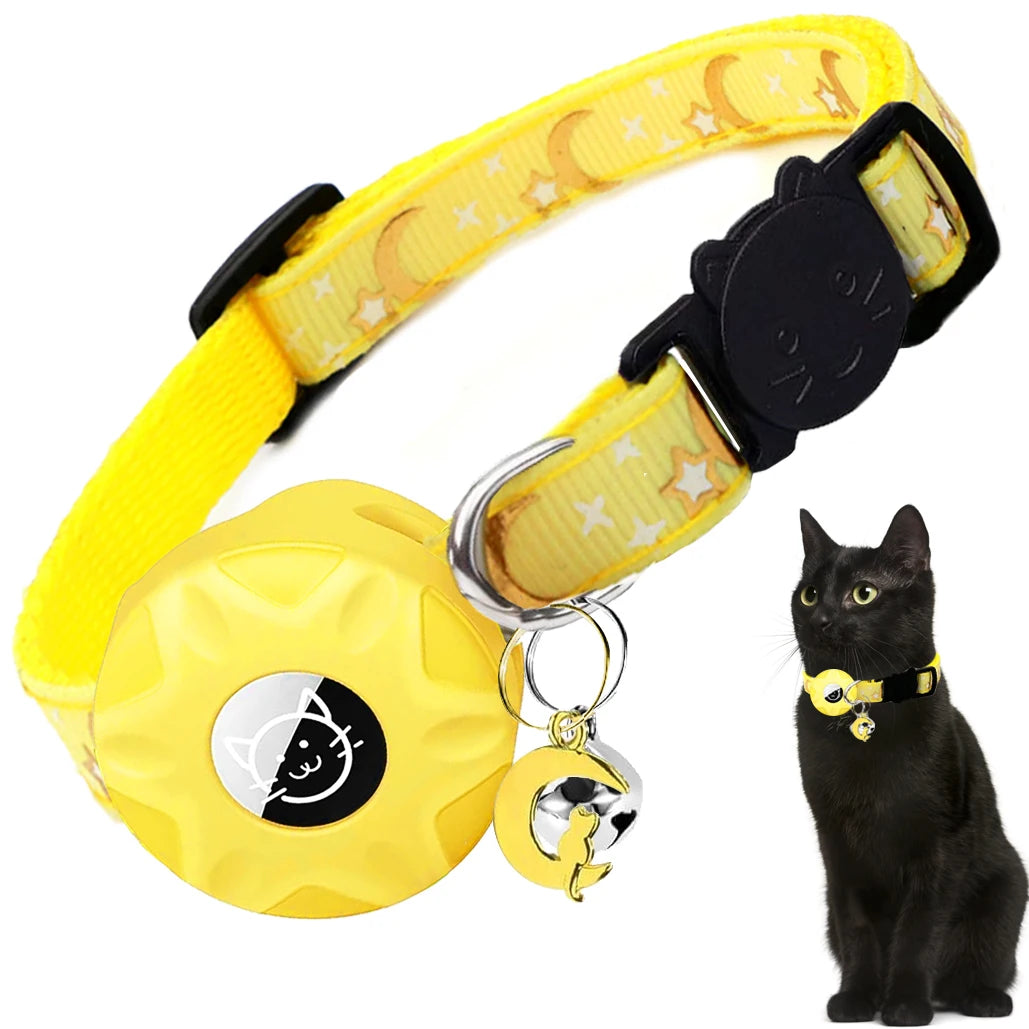 Apple Tag Pet Collar with AirTag Holder & Moon Ornament