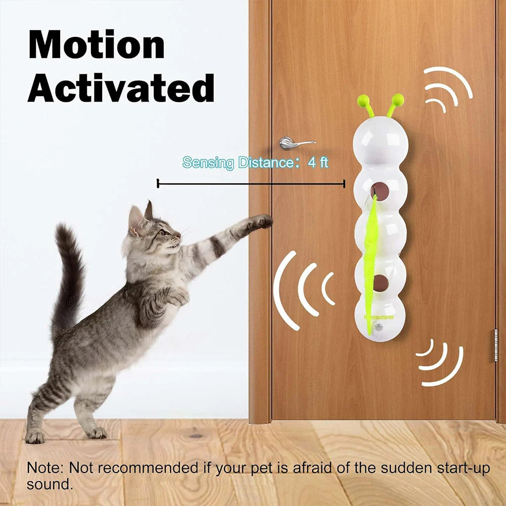 Caterpillar Teasing Cat Toy Motion Activated, Rechargeable Automatic Interactive Cat Toy with Tail