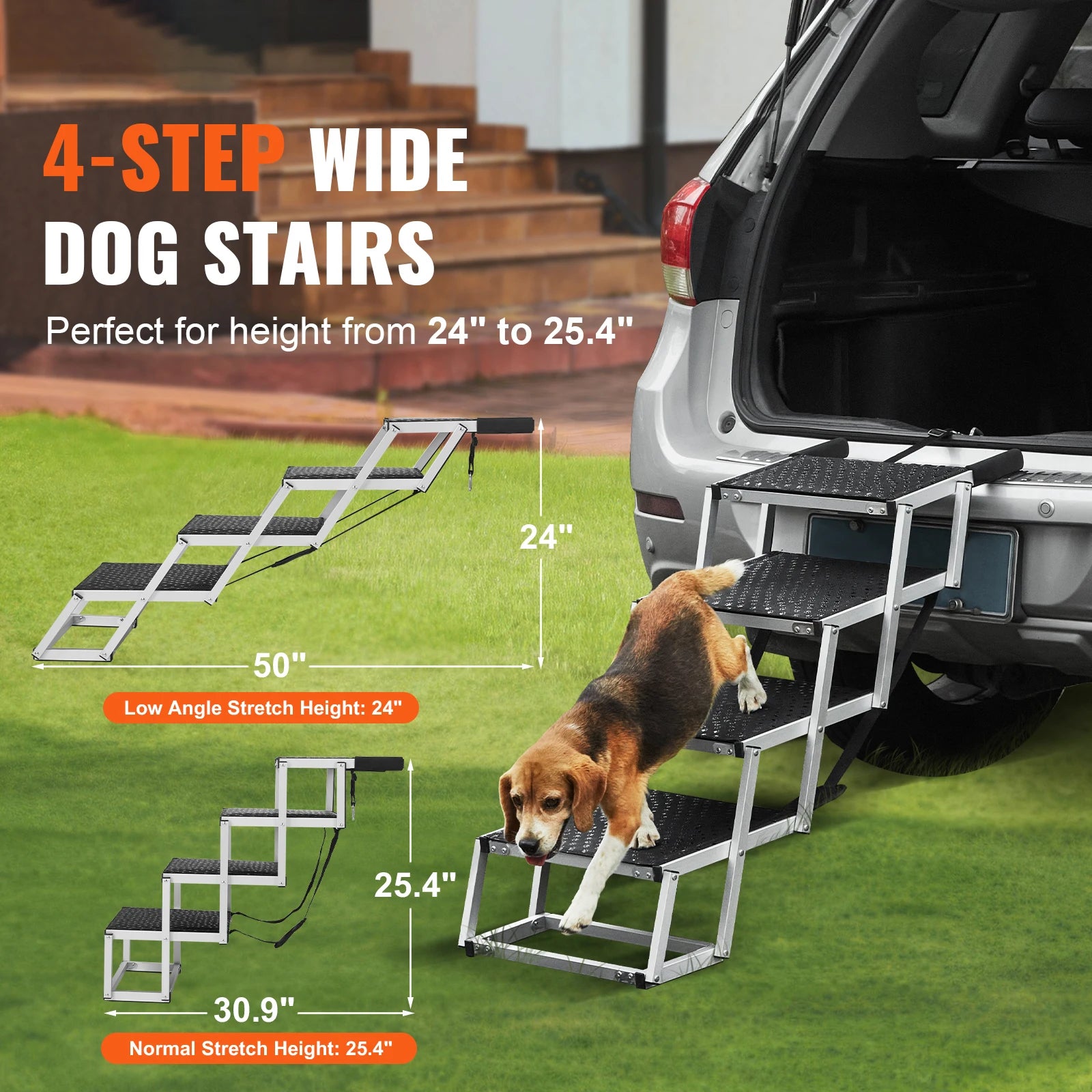 Dog Stair for Cars  Folding Portable Pet Steps Lightweight Aluminum