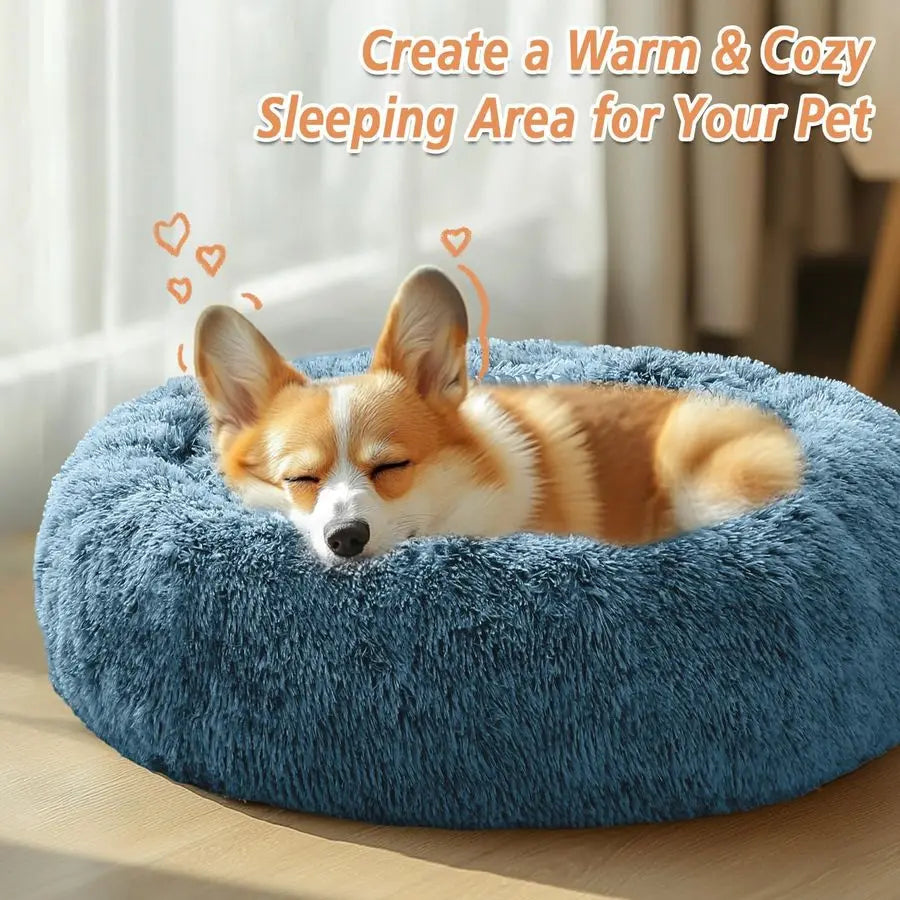 Calming Dog Bed Large Size Dog, Anti-Anxiety Donut Large Pet Bed