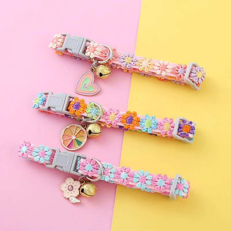 Pet Collar With Bell Cartoon Footprint, Adjustable Safety Bell Ring Necklace