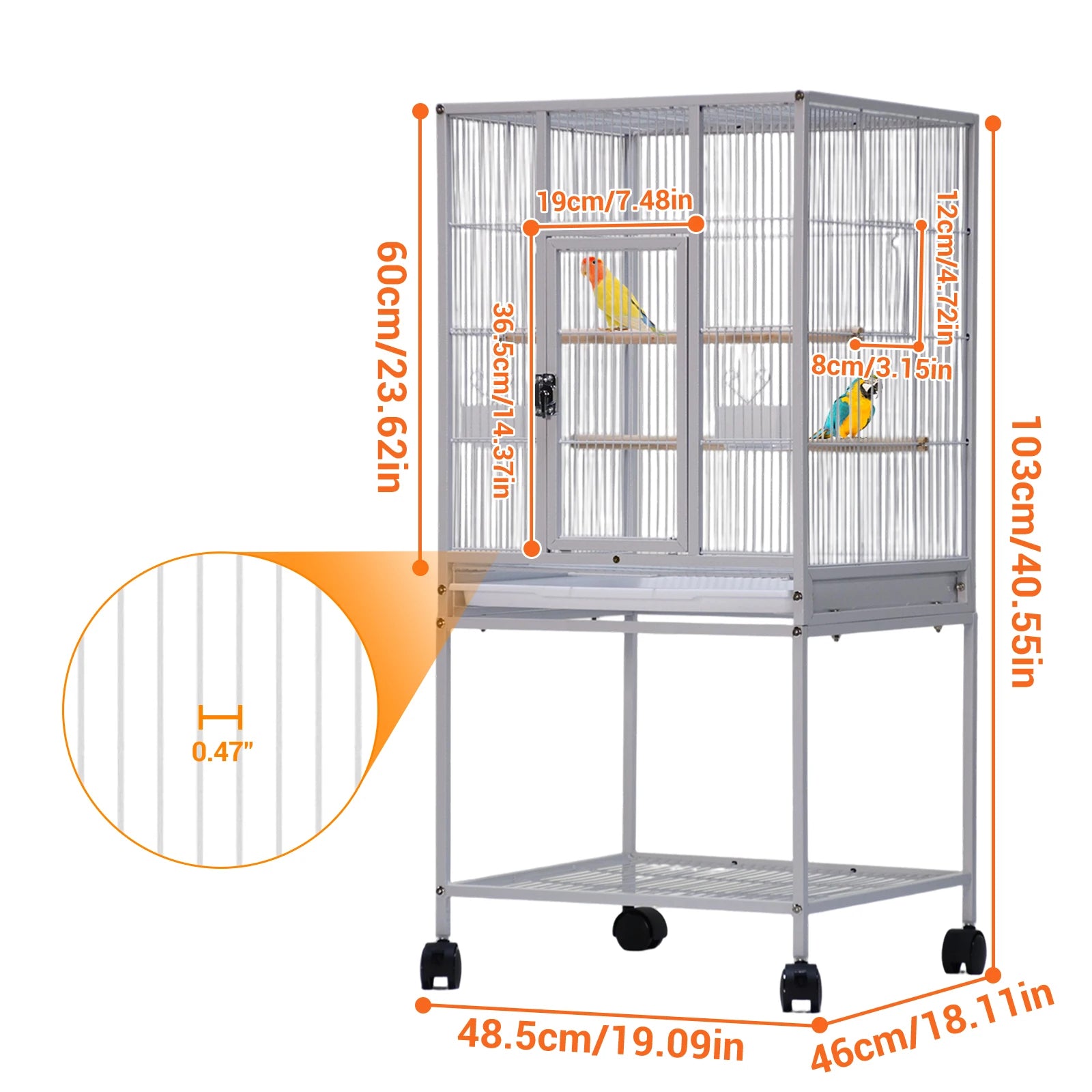 Small Animal Cage, 5-Level Metal Ferret or Bunny Cage with Wheels, with Removable Tray