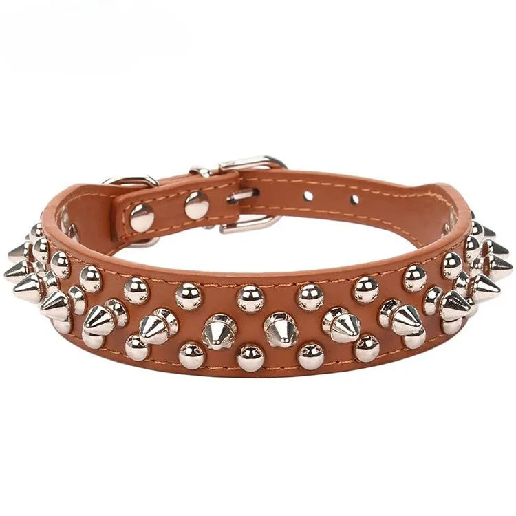 Adjustable Leather Pet Dog collar Neck Strap Spiked Dog Collar For Small Dog Cat