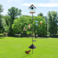 Metal and Iron Outdoor Bird Feeder Tray with Hooks Adjustable Bird Feeding Pole with Squirrel Proof Baffle