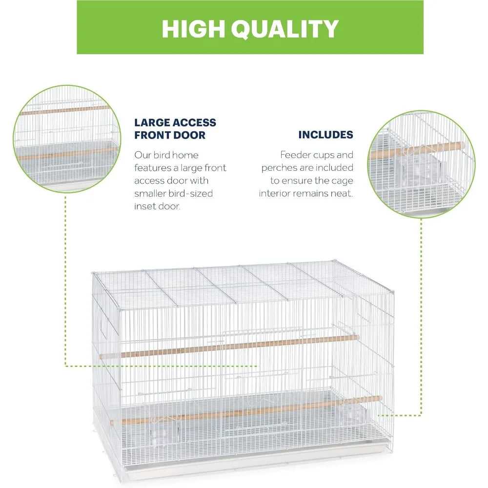 Stackable Metal Bird Cage for Small Pets, White Flight Home with Removable Tray