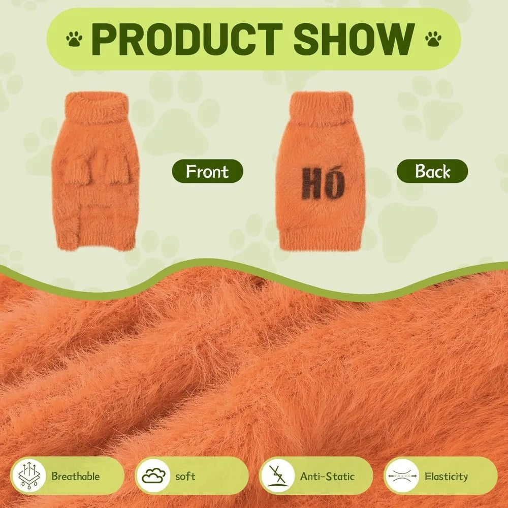 Small Dog Furry Pullover Sweater, Classic Turtleneck Dog Clothes for Cold Weather