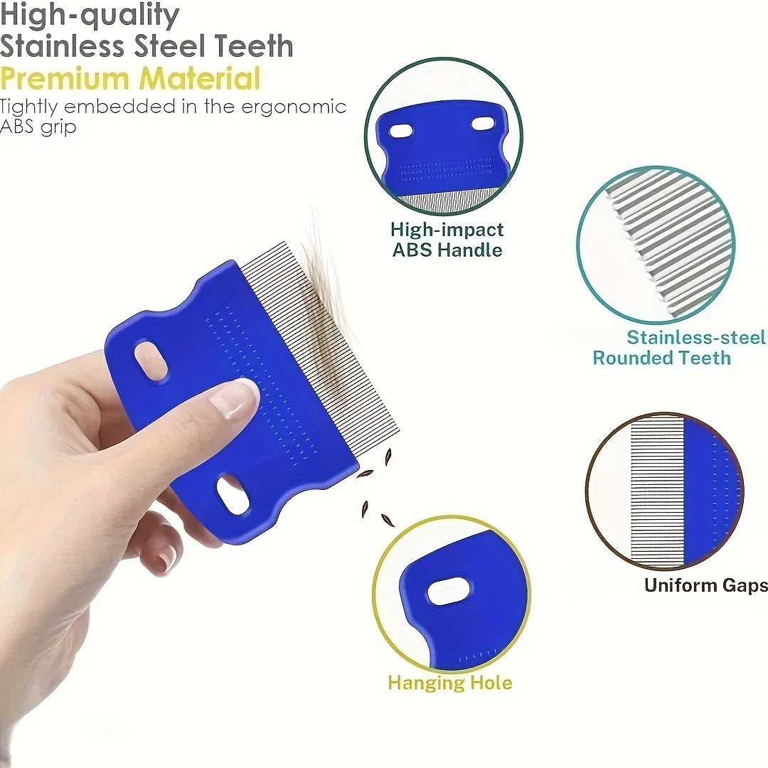 Pack of 4 Flea and Lice Combs, Stainless Steel Rabbit Dog Cat Grooming Comb