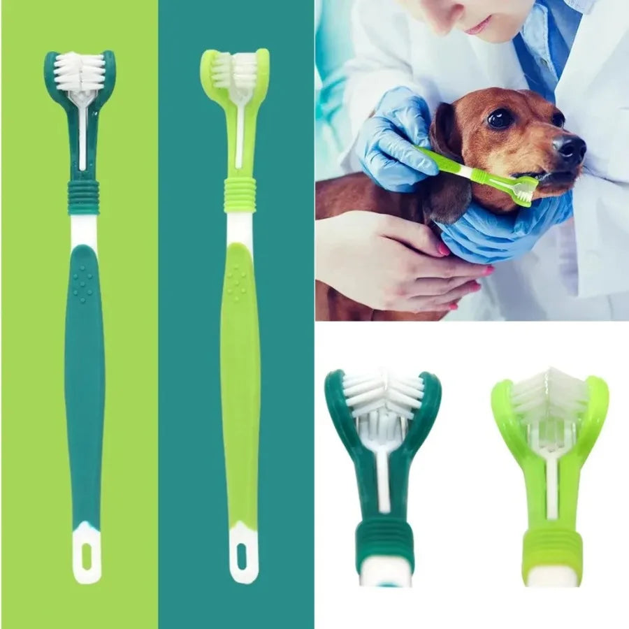 3-Sided Pet Toothbrush Dog/Cat Plastic Toothbrush