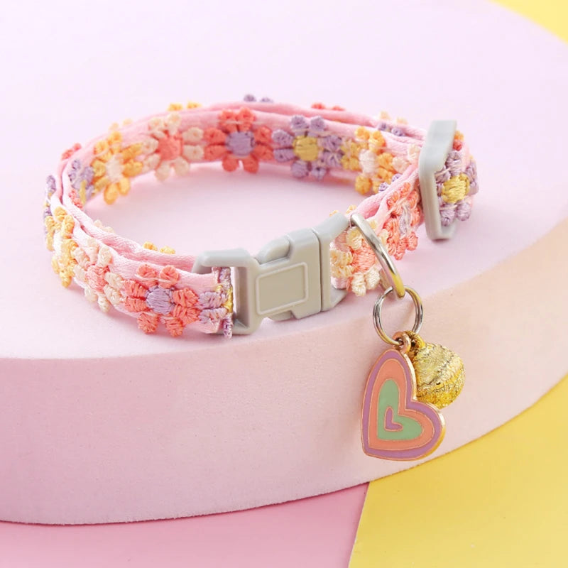 Pet Collar With Bell Cartoon Footprint, Adjustable Safety Bell Ring Necklace