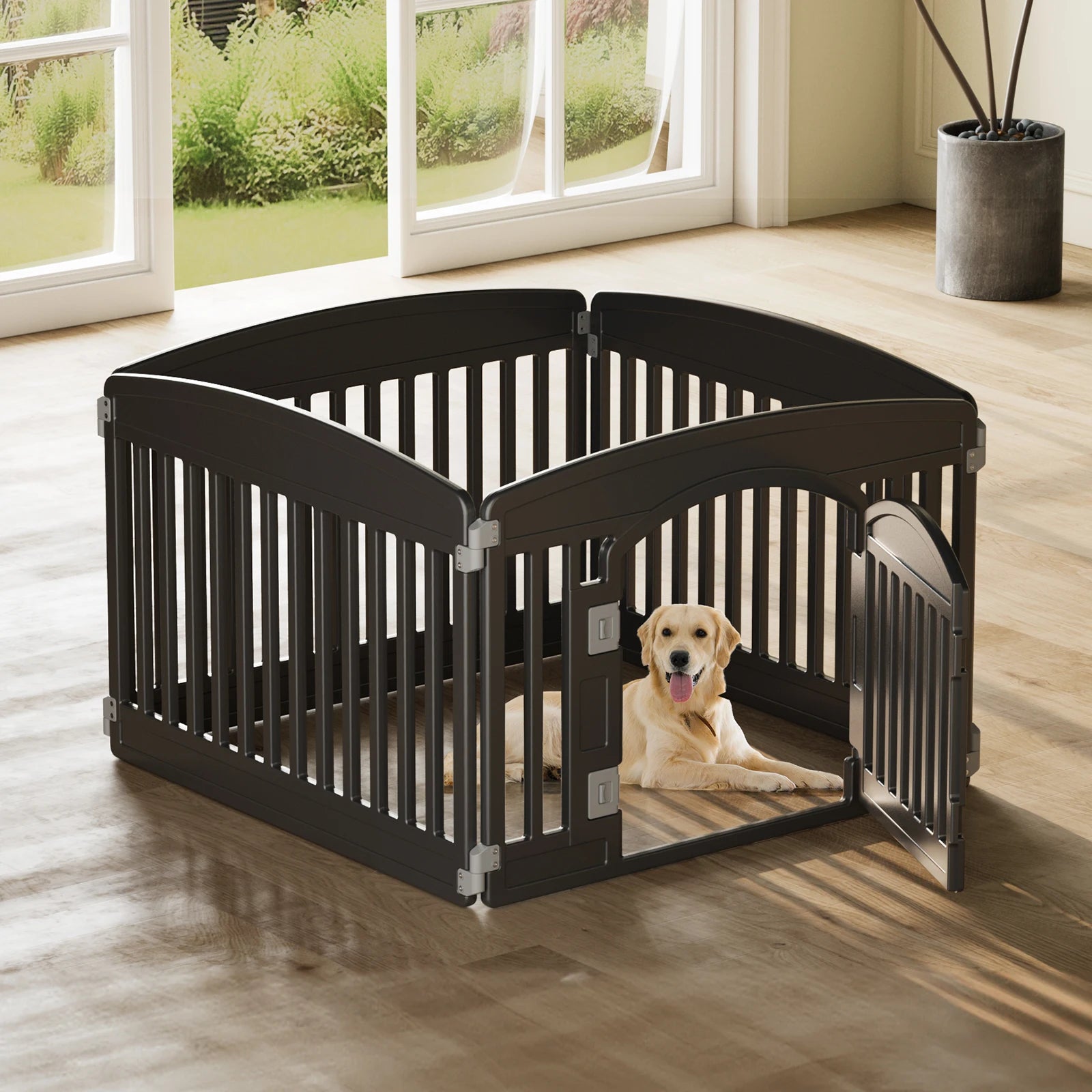 Plastic Dog Playpen 6 Panel 24IN Expandable Durable Pet Fence  Indoor/Outdoor Folding Portable Puppy Playpen