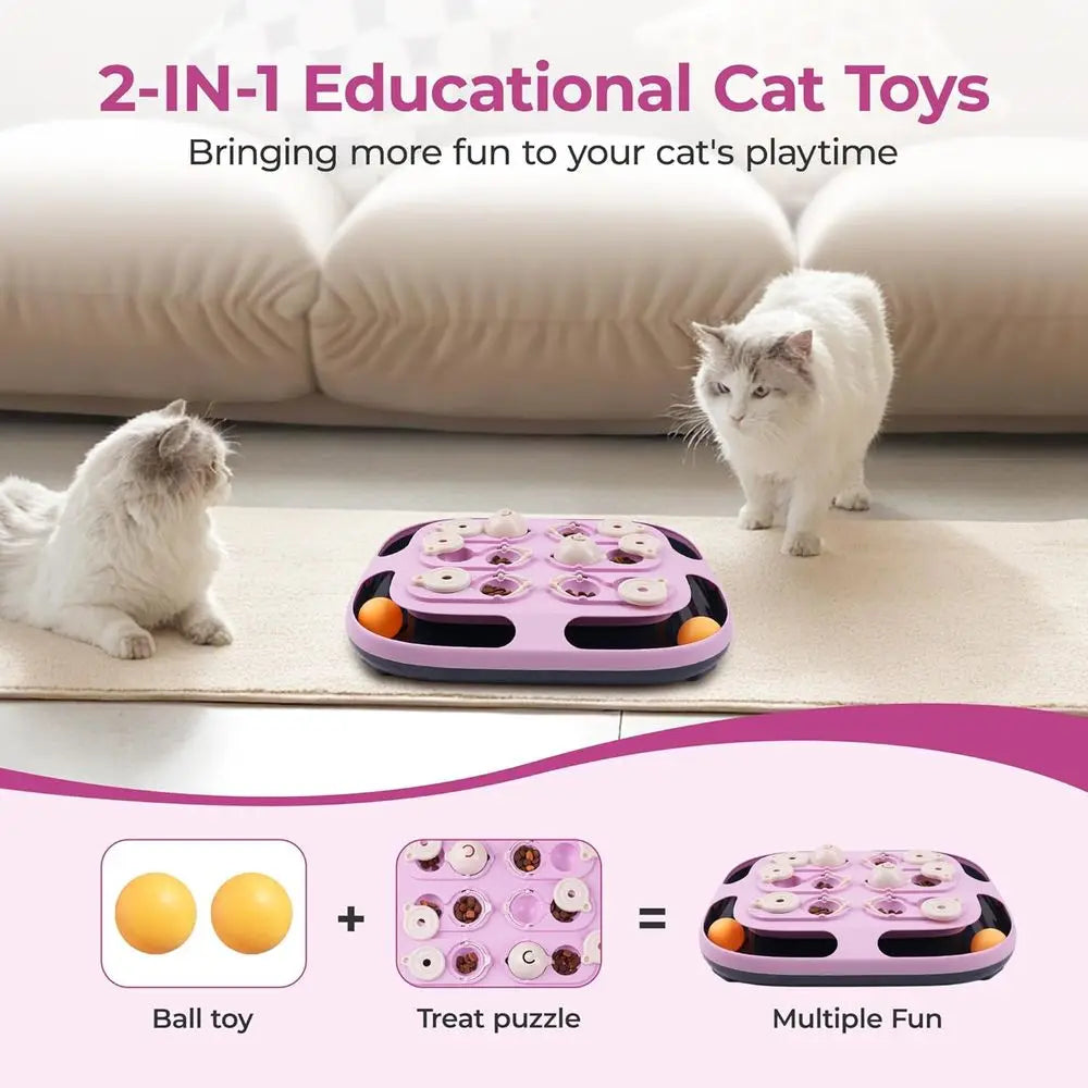 Interactive Cat Toys with Track Ball, Mental Stimulation Puzzle Games Food Dispenser