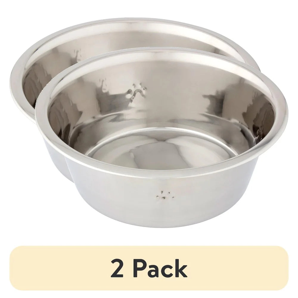 Stainless Steel Dog Bowl 2 Pack Large Non Slip Durable Dishwasher Safe High Gloss Finish Easy Clean
