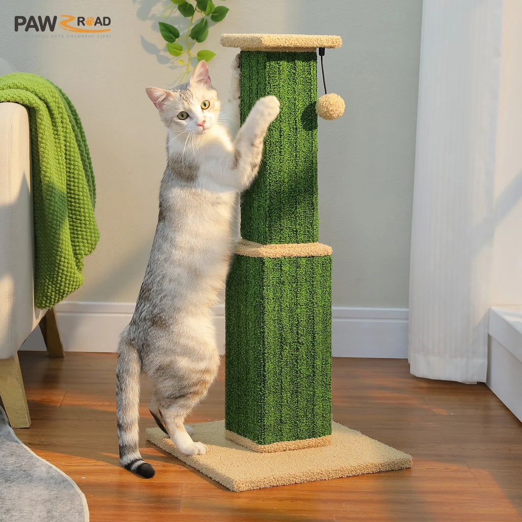 Large Cat Scratching Post for Indoor Cats with Woven Sisal Dangling Ball