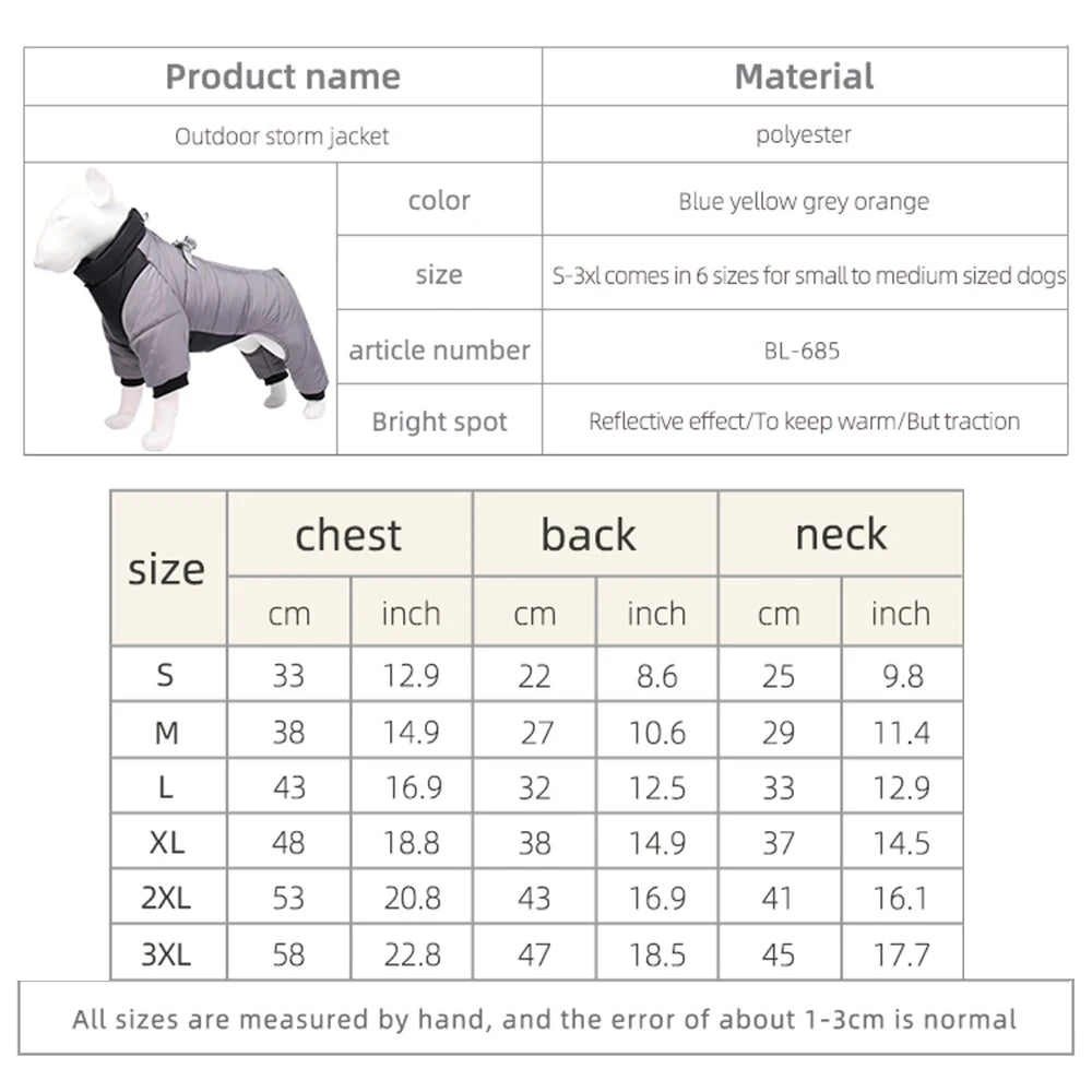 Winter Warm Thick Pet Dog Jacket Waterproof