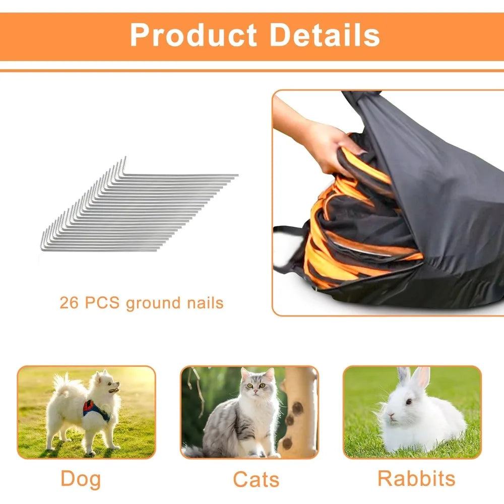 7 in 1 Outdoor Cat/Dog Enclosure, Foldable Pop-Up Mesh Playpen Tunnel, Foldable