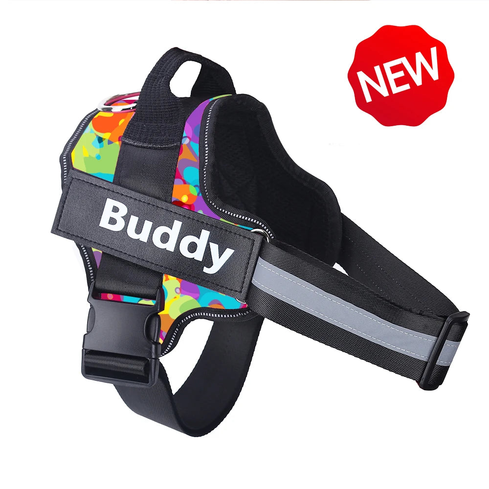 Dog Harness NO PULL Reflective Breathable Adjustable with ID Custom Patch