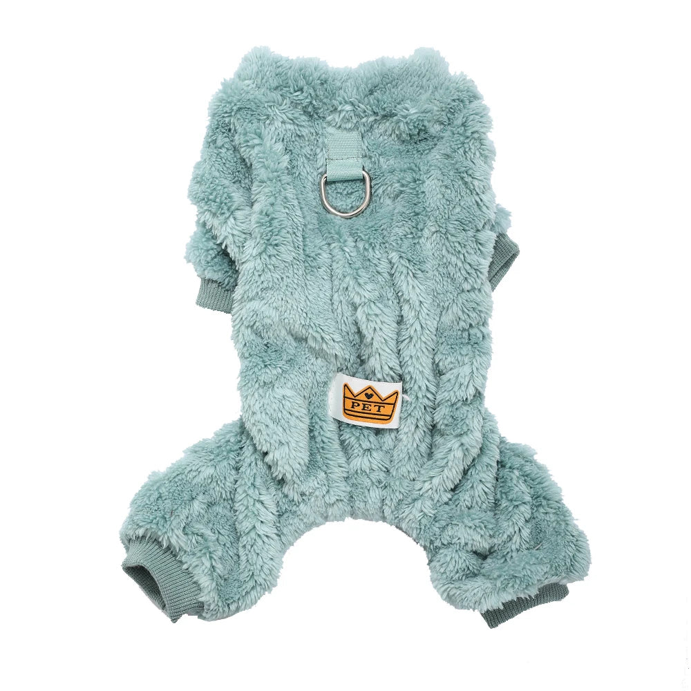 Warm Pet Clothes Winter Soft Solid Puppy Jumpsuits For Small Medium Dogs Cats