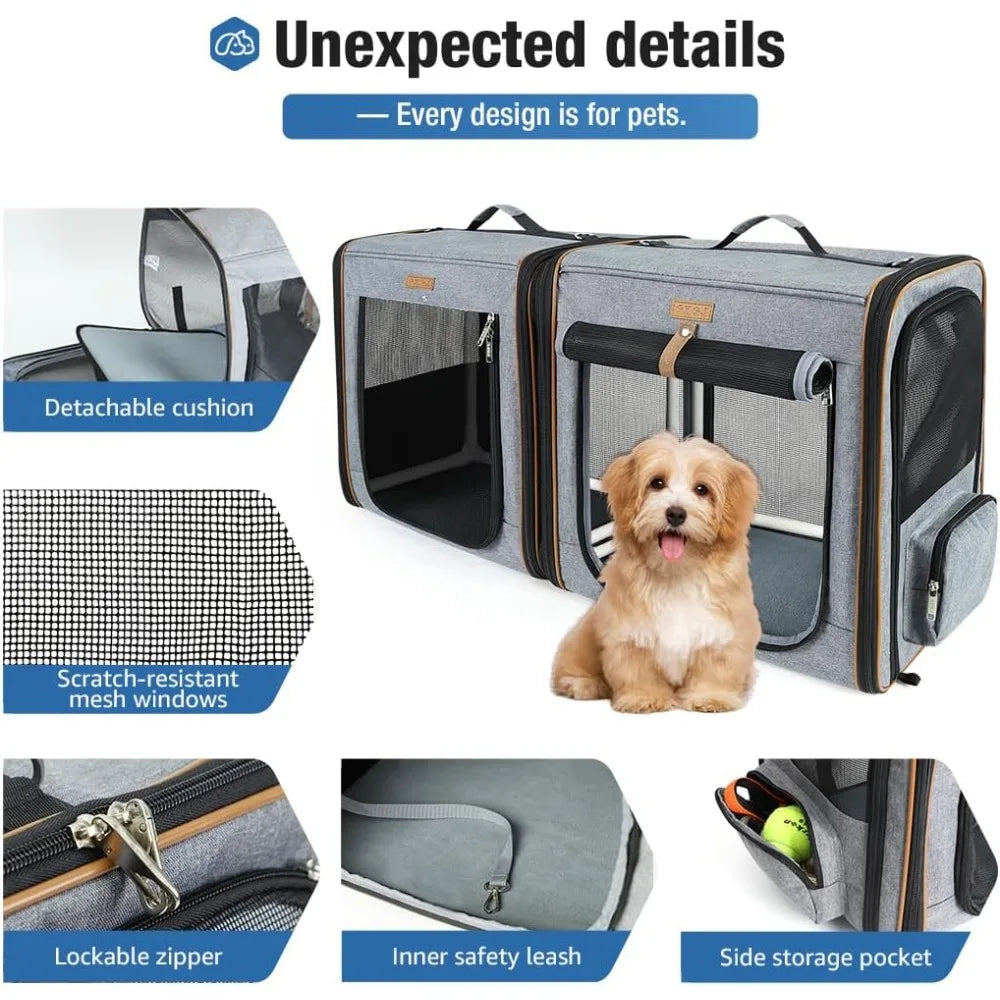 2-in-1 Cat Travel Carrier with Litter Box with Zipper Locks for Moving