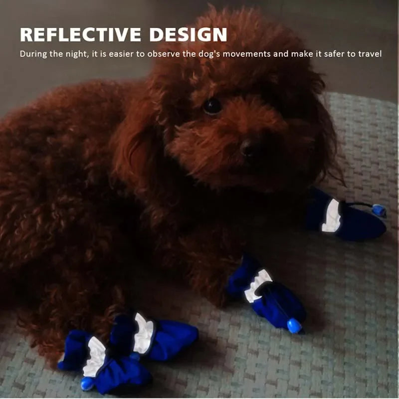 4pcs Antiskid Puppy Shoes Pet Protection Soft-soled Pet Shoes Waterproof