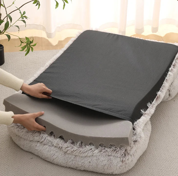 Thick orthopedic bed for large dogs - sponge, easy to remove and wash plush cover