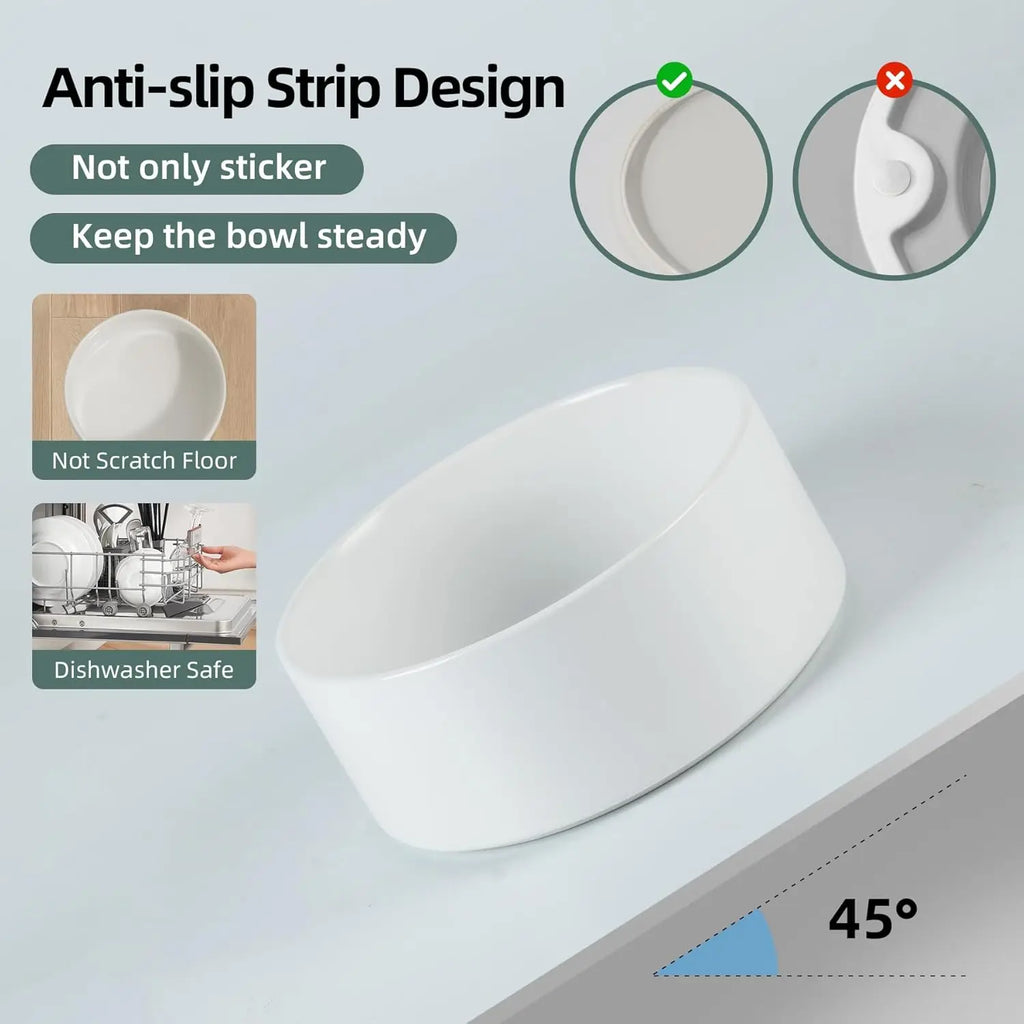 Ceramic Raised Double Dog Bowls with Stand for Large Breeds, Weighted Anti-Slip