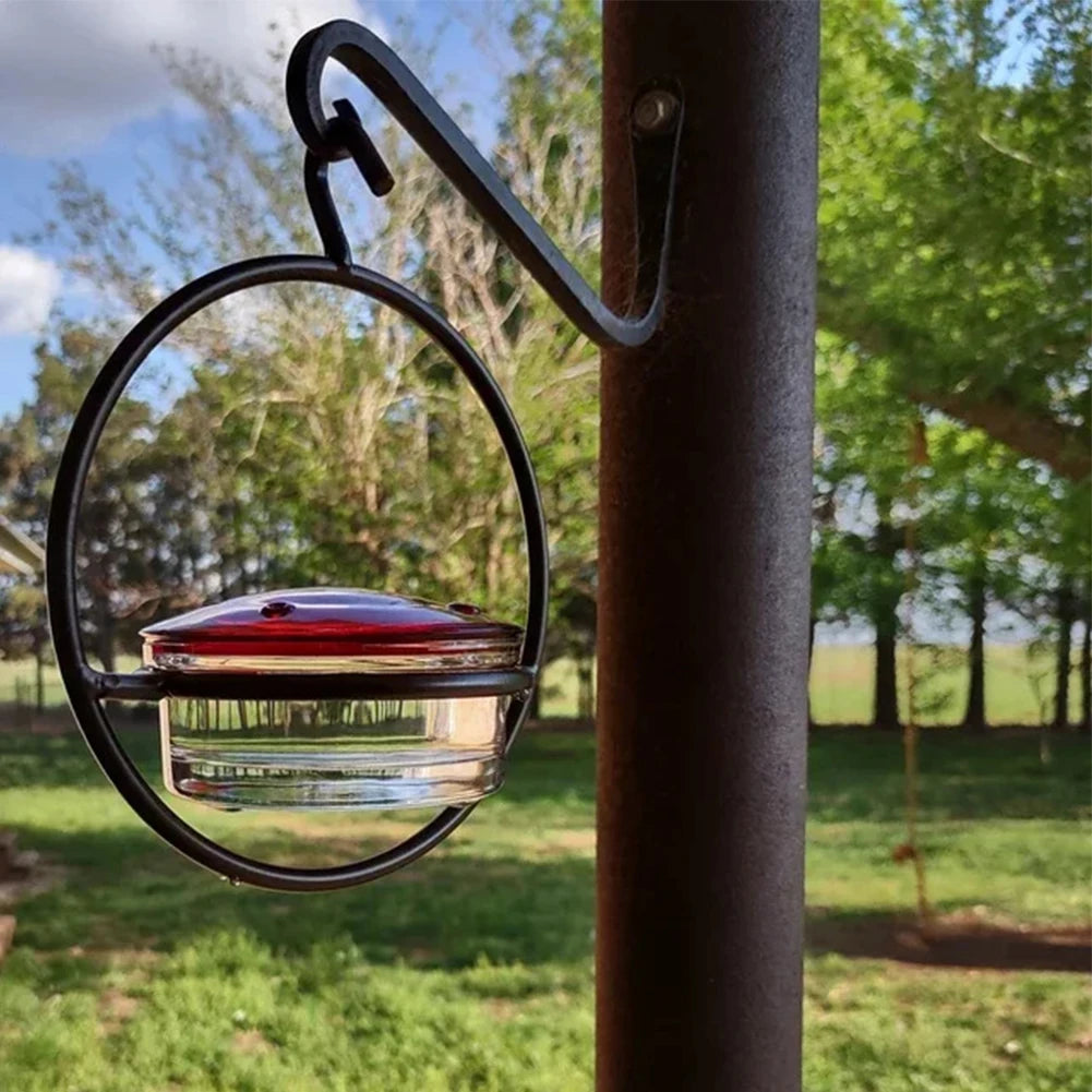 Hummingbird Drinker Feeder Attract Birds, Ant/Bee Proof with Red Glass Bowl for Outside Garden Backyard Patio Deck