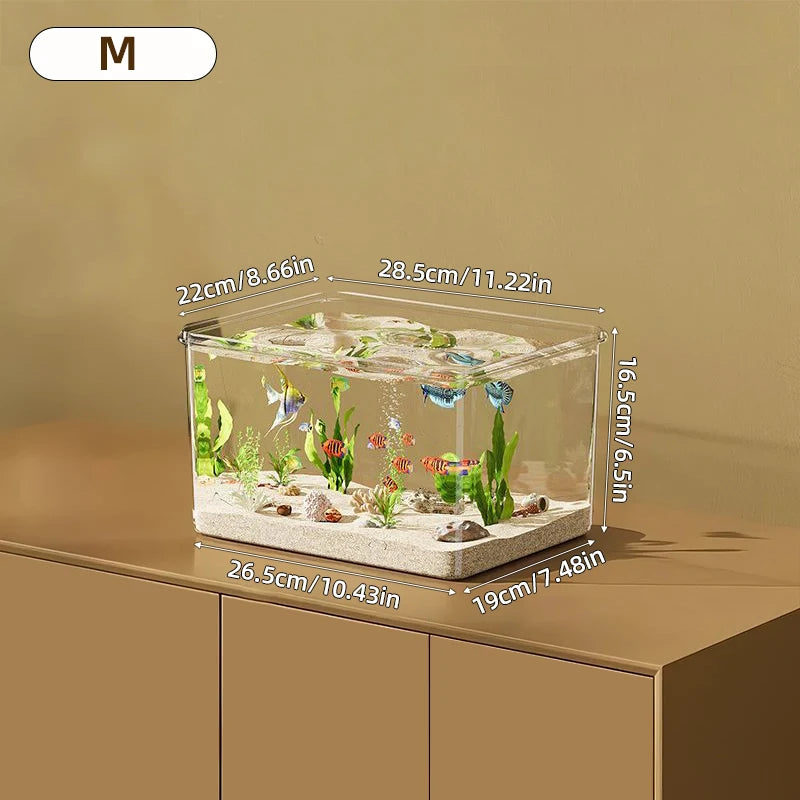 Transparent Aquarium Creative Desktop Fish Tank for Office/Home Decor (Bare Tank, No Scenery or Stones Included)