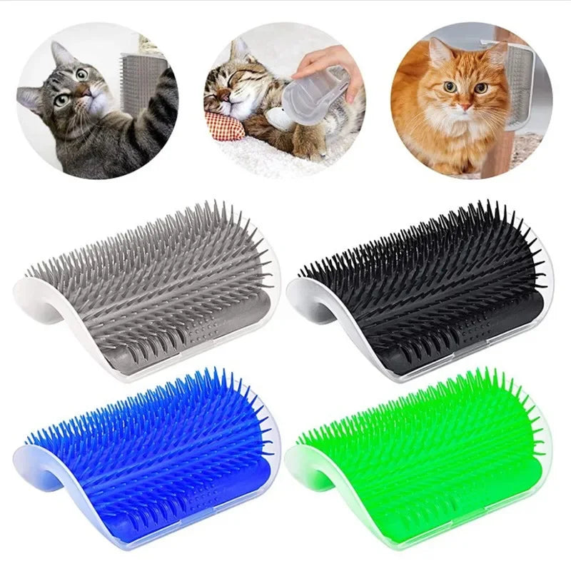 Cat Corner Brush Comb Massager for Cat Grooming with Catnip