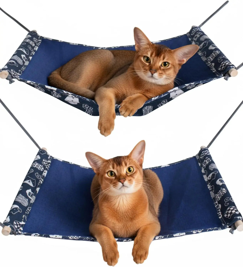 2 Pack Cat Hammock Hanging Reversible Adjustable, 24.4in*14.6 in Soft Sleeping Hammock for Cats