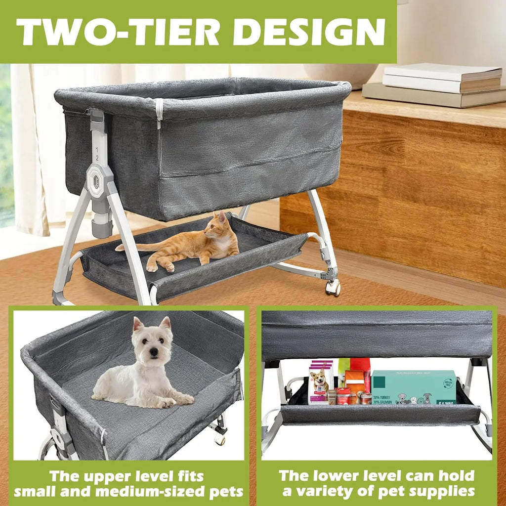 Bedside Sleeper Dog Bed, Adjustable 35''L x 20''W Pet Bed for Human Bed