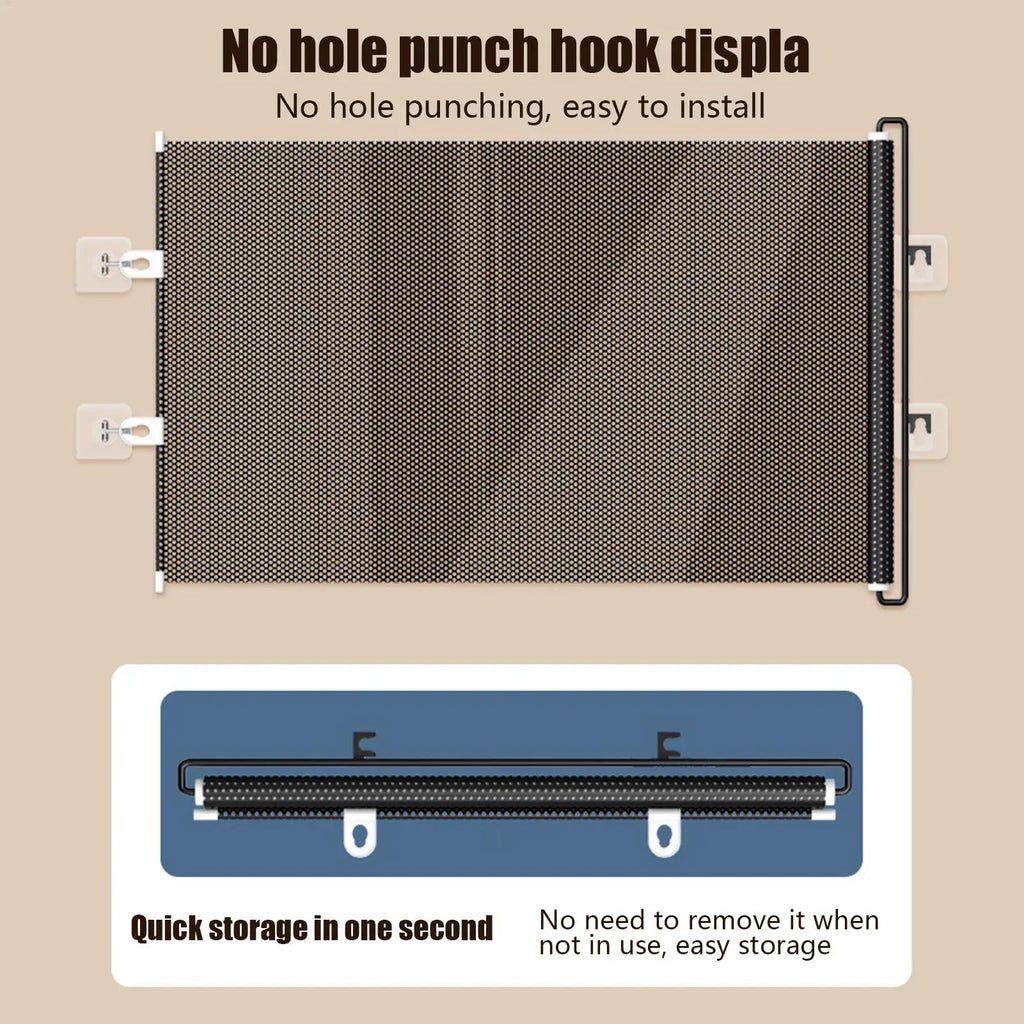 49 Inch Retractable Baby Gate Punch-free Fence Childproof Net No-Drill Mesh Safety Barrier
