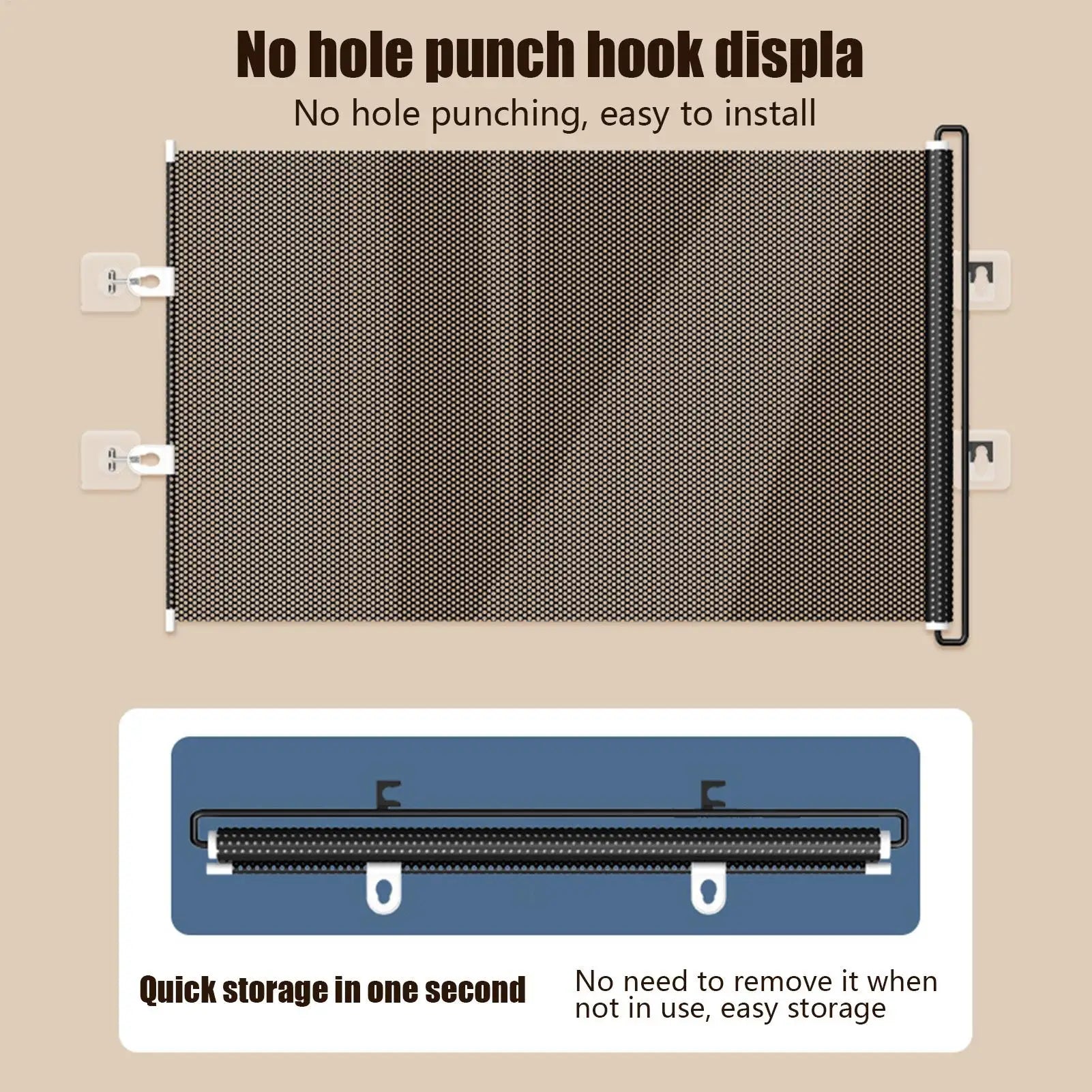 49 Inch Retractable Baby Gate Punch-free Fence Childproof Net No-Drill Mesh Safety Barrier