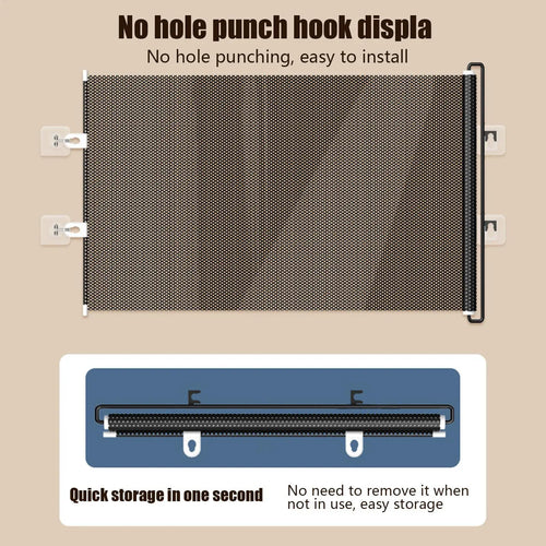 49 Inch Retractable Baby Gate Punch-free Fence Childproof Net No-Drill Mesh Safety Barrier