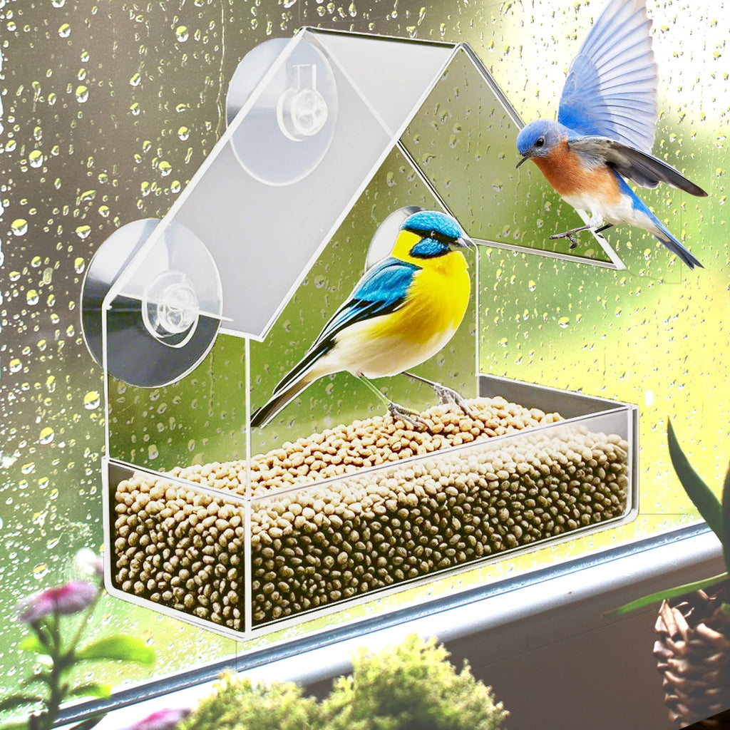 NEW Window Type Bird Feeder, Reusable Tray, Waterproof Transparent