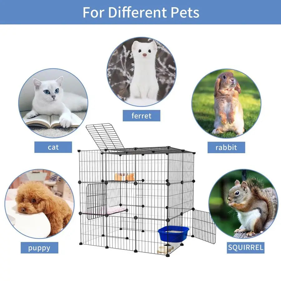 3Tier Cat Cages Indoor Enclosure DIY Cat Playpen Extra Exercise Place Idea