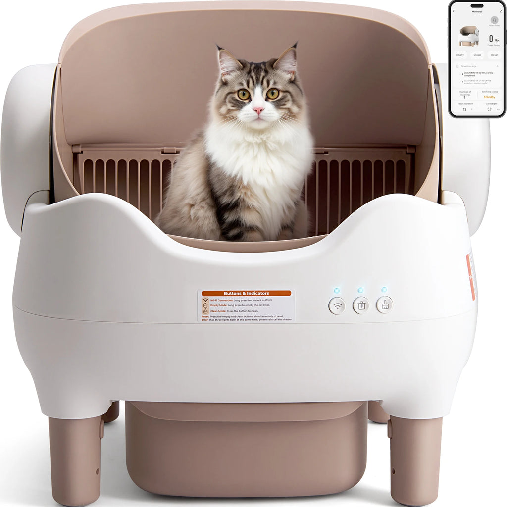 Self Cleaning Litter Box, with APP Control, Odor-Free  Large Waste Bin, Open-Top