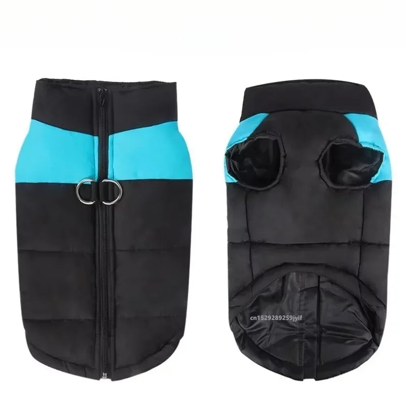Waterproof Warm Dog Clothes Winter Vest Padded Zipper Jacket