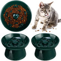 2 Pcs Raised Cat Slow Feeder Bowl Ceramic No Spill High Edge for Dry Wet Food and Water Easy to Clean