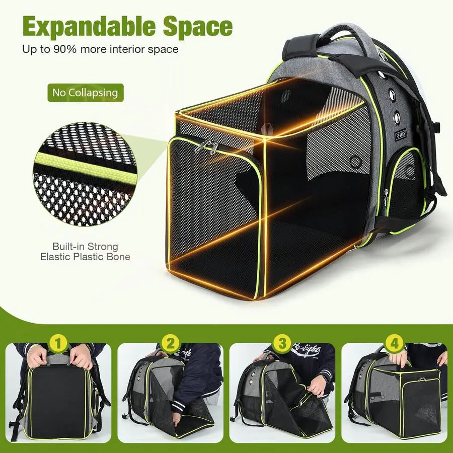Cat Bubble Backpack Carrier Expandable Large Space  For Cats & Small Dog up to 18lbs