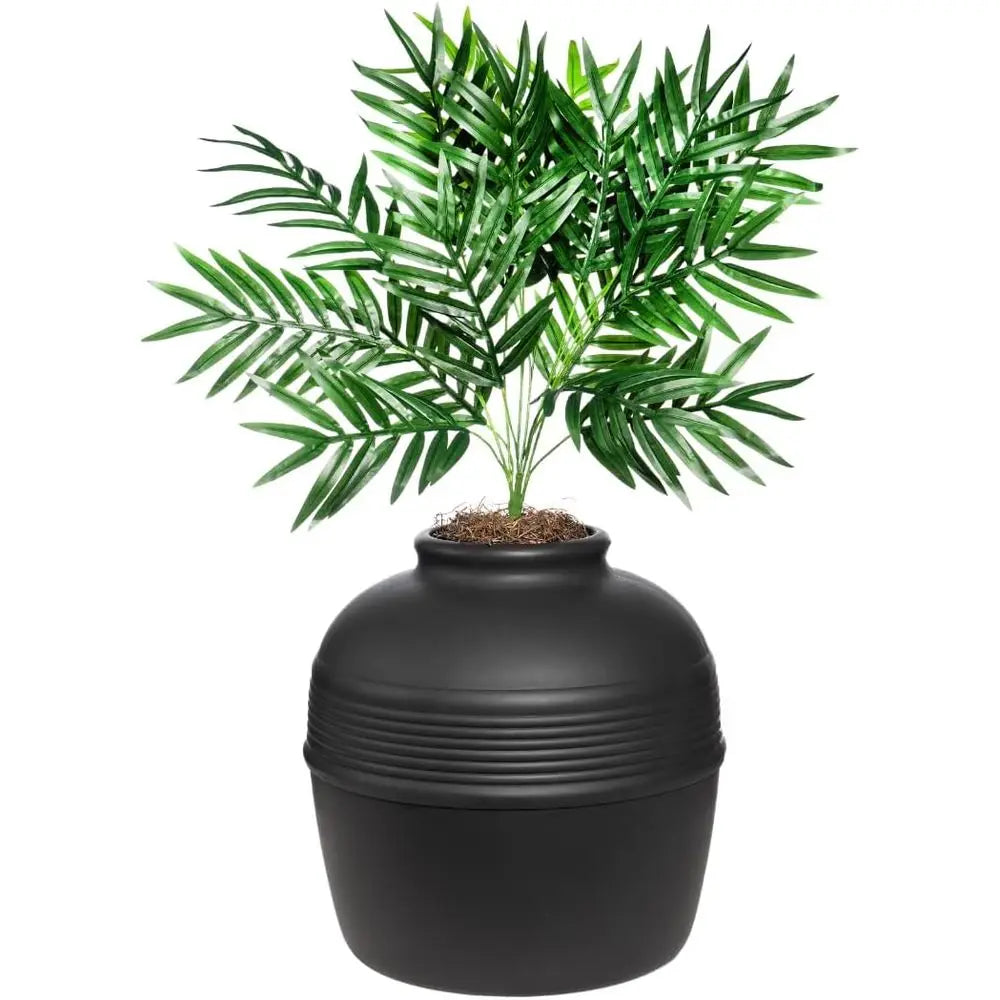 Hidden Cat Litter Box Enclosure with Artificial Plant, Decorative Round Planter, Odor Control Filter, Easy-to-Clean