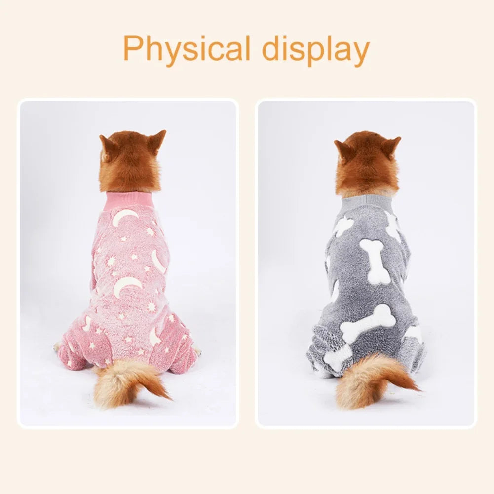 Soft Dog Pajama 4 Legged Warm Fleece Stretchable Dog Pajamas