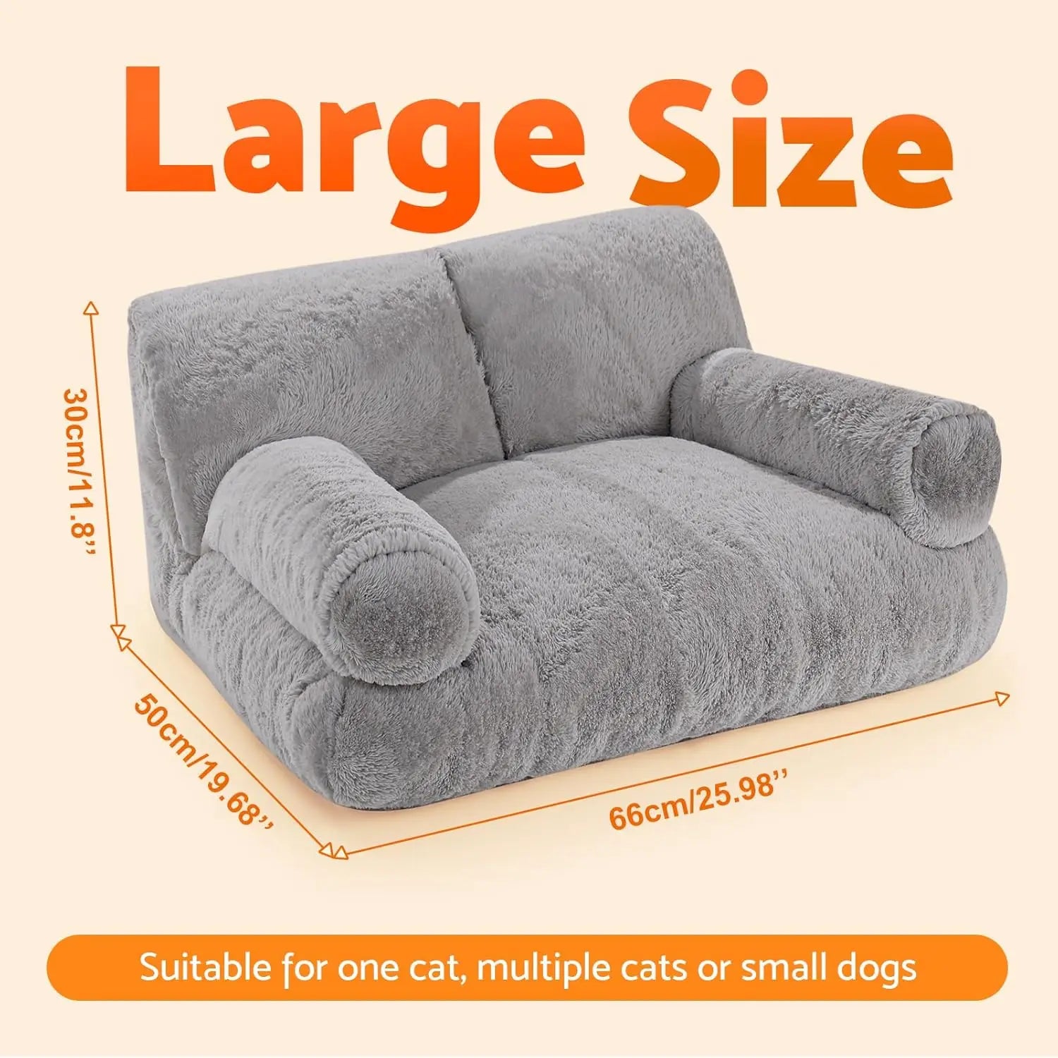 Large Cat Bed for Indoor Cats -Added 10% More Stuff Sponge, Orthopedic Pet Couch